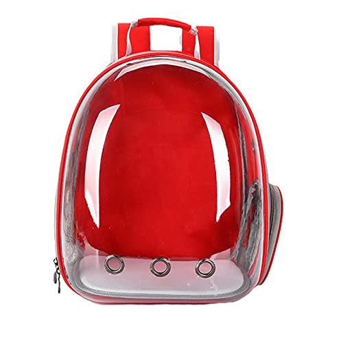 BWCKMTSC Katzenrucksack, tragbarer Haustier-Reiserucksack, Tasche, Blasenrucksack, Katze, Kleiner Hund, transparente Raumkapsel, Blasenrucksack für Katzen, kleine Hunde (Farbe: Rot) von BWCKMTSC