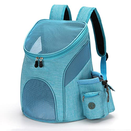 BWCKMTSC Katzenrucksack Outdoor Hund Atmungsaktive Tasche Mesh Hund Tragbarer Rucksack Faltbar Große Kapazität Katze Tragetasche Tragbare Reise Haustier Reiserucksack (Farbe: Blau) von BWCKMTSC