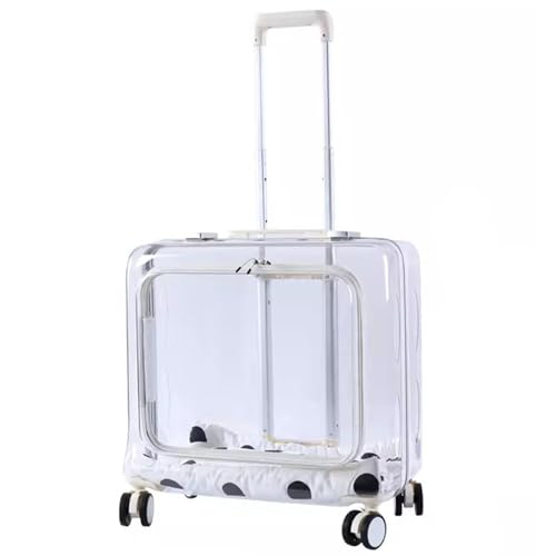 BWCKMTSC Katzentasche/Katzen-Trolley/Haustier-Tragetasche für kleine und mittelgroße Katzen, Welpen, Hunde, Kinderwagen, tragbare, transparente Raumkapsel-Haustiertasche für Reisen/Spaziergänge, weiß von BWCKMTSC