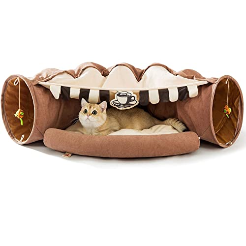 BWCKMTSC Katzentunnel für Hauskatzen, Katzenröhre mit zusammenklappbarem, waschbarem Katzenbett, Premium-Katzenspielzeug für kleine, mittelgroße und große Katzen, B von BWCKMTSC