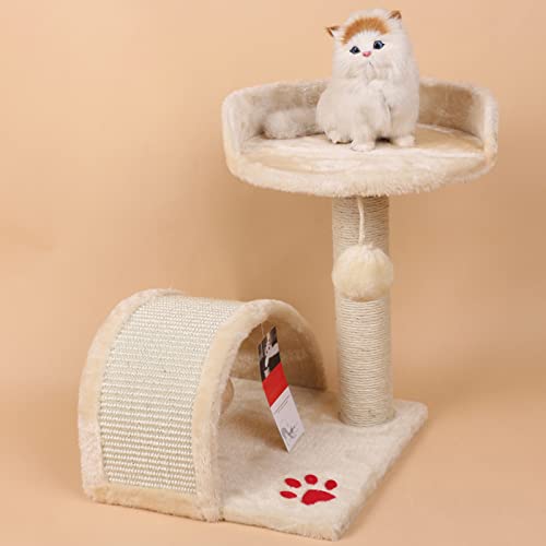 BWCKMTSC Kratzbaumturm, Katzenkratzbäume für Hauskatzen, einfach zu montierender Kratzbaum für große Katzen, mit Sisal überzogener Katzenkratzer, Katzenwohnung mit Bett und Kratzunterlage, Beige von BWCKMTSC