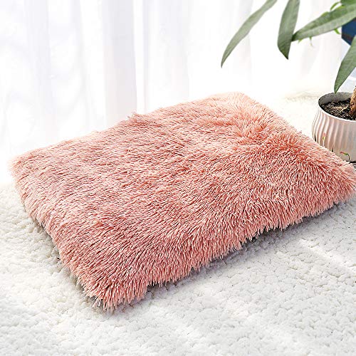 BWCKMTSC SUICRA Haustierbetten, Plüsch-Hundebett, Haustierkissen, Decke, weiches Fleece, Katzenkissen, Welpen-Sofakissen, geeignet für kleine und große Hunde (Farbe: Rosa, Größe: L) von BWCKMTSC