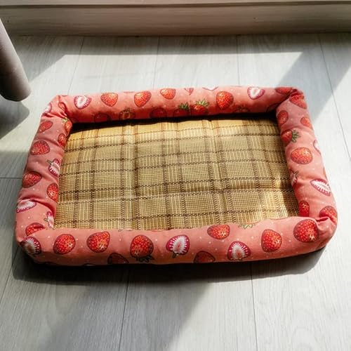 BWCKMTSC Sommer-Haustier-Katzenbett mit selbstkühlender Matte für große, mittelgroße und kleine Zimmerkatzen, langlebiges Hundesofabett, gemütliches, kühles Rattanmatten-Welpenkatzenbett mit von BWCKMTSC