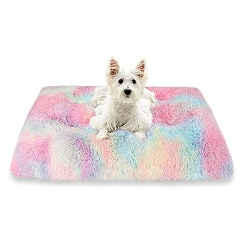 BWCKMTSC Weiche Plüsch-Hundebett-Kistenmatte für kleine Hunde, Flauschige Kunstfell-Unterlage für Hunde und Katzen mit Rutschfester Unterseite, maschinenwaschbar von BWCKMTSC