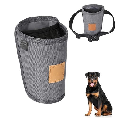 BWLEANSY Leckerlibeutel für Hunde,Leckerlitasche für Hunde mit Magnetverschluss,Leckerli-Tasche für das Hundetraining,Agility-Trainingsgerät für Hunde mit Taillen-Schultergurt für Leckereien (grau) von BWLEANSY