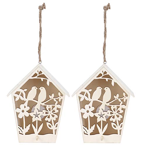 BWLZSP 2Pcs Hohles Vogelhaus mit warmem Licht Holz Vogelkäfig Kunsthandwerk Ornament Indoor Outdoor, Vogelnester Vogelhaus Vogelkäfig Garten von BWLZSP