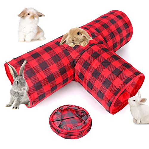 BWOGUE Bunny Tunnels & Tubes Collapsible 3 Way Bunny Hideout Small Animal Activity Tunnel Toys for Dwarf Rabbits Bunny Guinea Pigs Kitty von BWOGUE