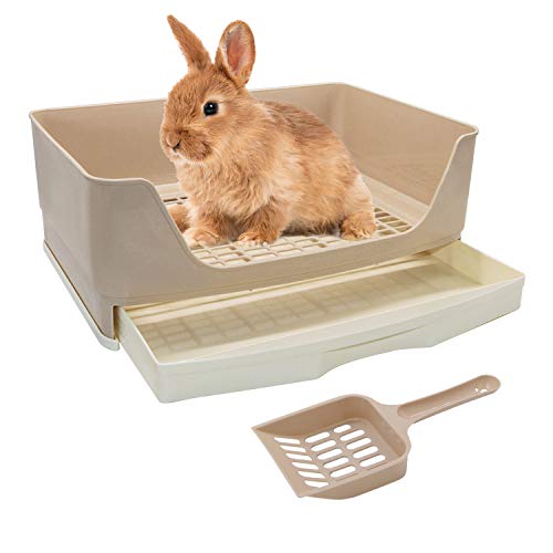 BWOGUE Großes Katzentoilette, Toilette, Töpfchen-Trainer, Eckstreu mit Schublade, größere Haustierpfanne für ausgewachsene Meerschweinchen, Kaninchen, Hamster, Chinchilla, Galesaur, kleine Tiere von BWOGUE