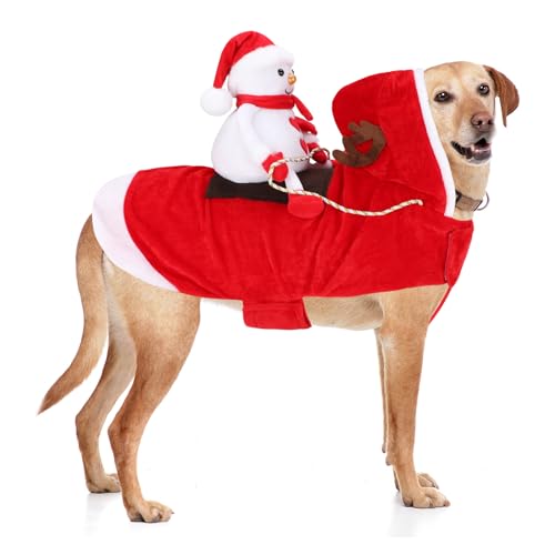 BWOGUE Weihnachtsmann Hund Kostüm Weihnachten Haustier Kleidung Weihnachtsmann Reiten Haustier Cosplay Kostüme Party Verkleiden Hunde Katzen Outfit für Kleine Mittlere Große Hunde Katzen von BWOGUE