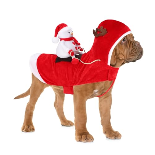 BWOGUE Weihnachtsmann Hund Kostüm Weihnachten Haustier Kleidung Weihnachtsmann Reiten Haustier Cosplay Kostüme Party Verkleiden Hunde Katzen Outfit für Kleine Mittlere Große Hunde Katzen von BWOGUE