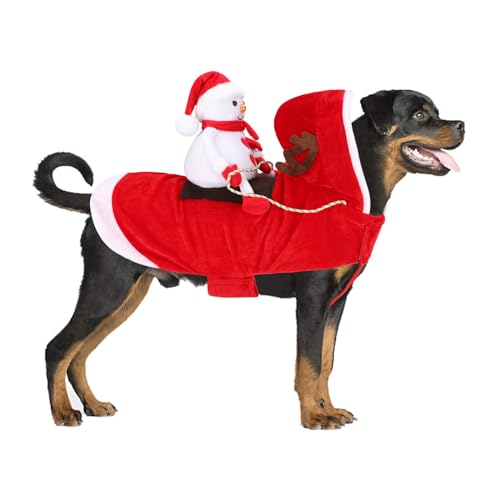 BWOGUE Weihnachtsmann Hund Kostüm Weihnachten Haustier Kleidung Weihnachtsmann Reiten Haustier Cosplay Kostüme Party Verkleiden Hunde Katzen Outfit für Kleine Mittlere Große Hunde Katzen von BWOGUE