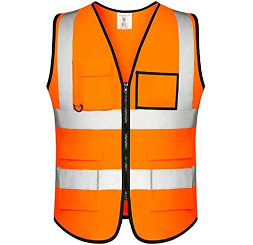 BWUHDKS Warnwesten, Reflektorjacke, Reflektor-Sicherheitsweste, Arbeitskleidungstaschen, strapazierfähige Warnweste mit Reflektorbändern, Verkehrs-Arbeitsweste, Bauweste (XL)(XX Large) von BWUHDKS