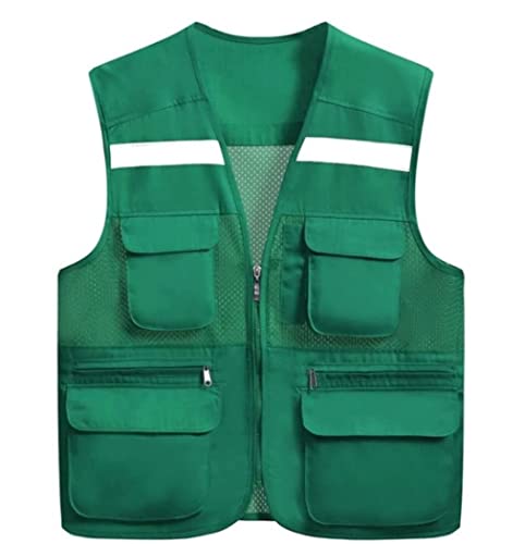 Warnwesten, Reflektorjacke, Warnwesten mit Mehreren Taschen, Großhandels-Reflektorweste for Arbeiten im Freien – passend for Männer und Frauen, freiwillige Bauweste (Rot, XXX-Large)(Green,XX Large) von BWUHDKS