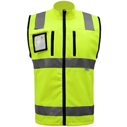 Warnwesten, Reflektorjacke, reflektierender Verkehrsanzug, reflektierende Sicherheitsweste aus Oxford-Gewebe, fluoreszierendes Gelb, gut sichtbares Netzgewebe, atmungsaktiver Overall, Bauweste (mittel von BWUHDKS