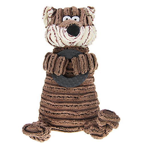 BXT Plüschspielzeug Tiere Sound Spielzeug Toy klein Hund Maus Bär AFFE Plüschtier mit Streifen als Geschenk Braun ca. 22cm* 9cm von BXT