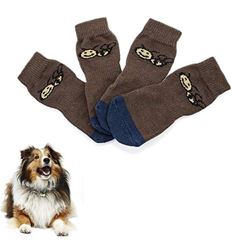 Anti-Rutsch Hundesocken, Hundesocken Hunde Pfotenschutz Haustierstiefel Hundeschuhe B, 3XL(B,2XL) von BYALORTEX