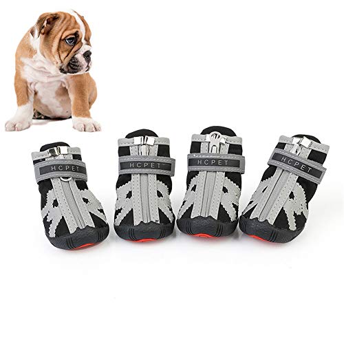 BYALORTEX Anti-Rutsch Hundesocken, Hunde Regenstiefel for verletzte Pfoten, wasserdichte Hundeschuhe for große Hunde, rot, L/4(Black,L/4) von BYALORTEX