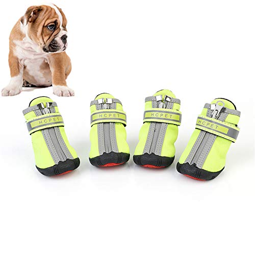 BYALORTEX Anti-Rutsch Hundesocken, Hunde Regenstiefel for verletzte Pfoten, wasserdichte Hundeschuhe for große Hunde, rot, L/4(Green,L/4) von BYALORTEX