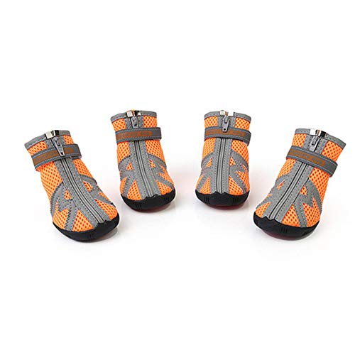 BYALORTEX Anti-Rutsch Hundesocken, Hunde Regenstiefel for verletzte Pfoten, wasserdichte Hundeschuhe for große Hunde, rot, L/4(Mesh orange,L/4) von BYALORTEX