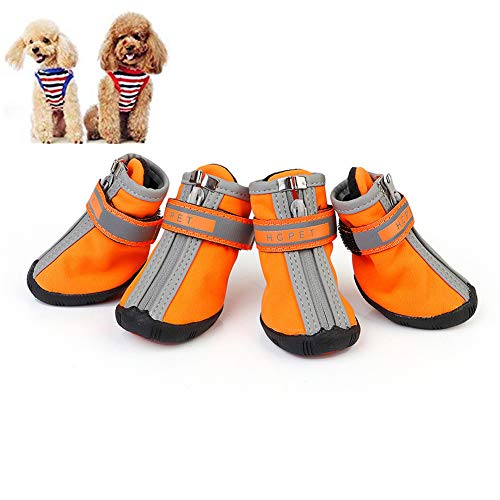 BYALORTEX Anti-Rutsch Hundesocken, Hunde Regenstiefel for verletzte Pfoten, wasserdichte Hundeschuhe for große Hunde, rot, L/4(Orange,L/4) von BYALORTEX