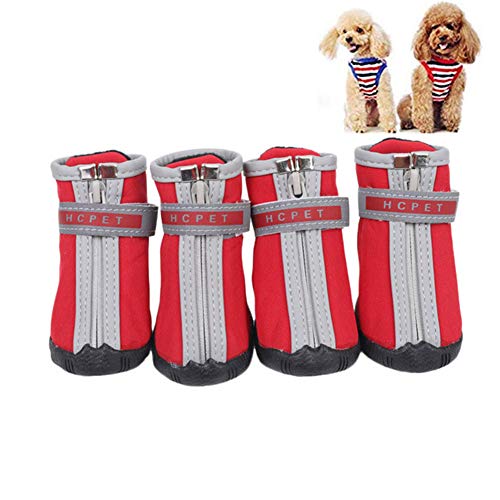 BYALORTEX Anti-Rutsch Hundesocken, Hunde Regenstiefel for verletzte Pfoten, wasserdichte Hundeschuhe for große Hunde, rot, L/4(Red,L/4) von BYALORTEX