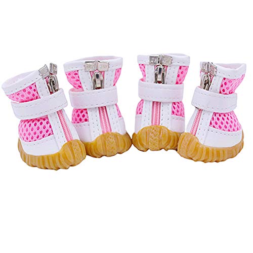 BYALORTEX Anti-Rutsch Hundesocken, Hundepfotenschutz, Hundeschuhe for große Hunde, rutschfeste Hundesocken, Hunderegenstiefel, Haustierstiefel, rot, Nr. 5(Pink,#4) von BYALORTEX