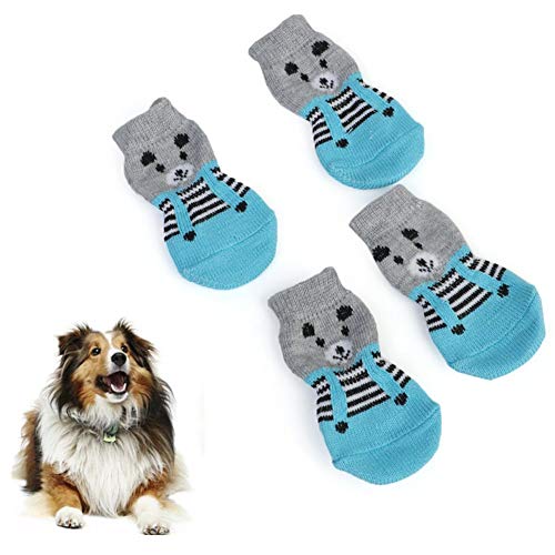 BYALORTEX Anti-Rutsch Hundesocken, Hundeschuhe, Hunderegenstiefel, Hundepfotenschutz, Hundestiefel, Hundesocken, rot, L(Gray,Medium) von BYALORTEX