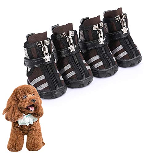 BYALORTEX Anti-Rutsch Hundesocken, Hundesocken, Hunderegenstiefel, Hundepfotenschutz for verletzte Pfoten, wasserdicht, Rot, Nr. 3(Brown,#2) von BYALORTEX