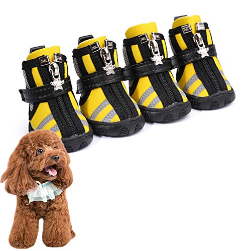 BYALORTEX Anti-Rutsch Hundesocken, Hundesocken, Hunderegenstiefel, Hundepfotenschutz for verletzte Pfoten, wasserdicht, Rot, Nr. 3(Yellow,#1) von BYALORTEX