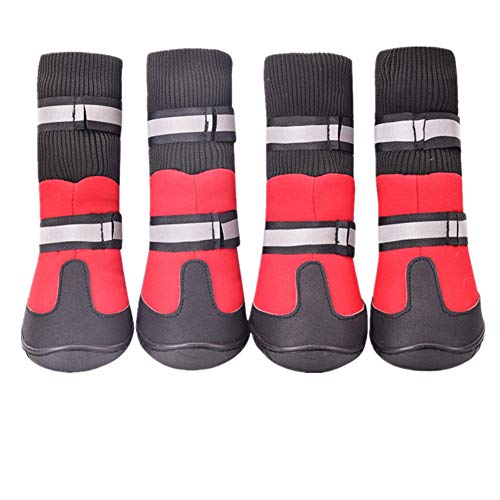 BYALORTEX Anti-Rutsch Hundesocken, Hundesocken for verletzte Pfoten, wasserdichte Haustierstiefel, Hundeschuhe for große Hunde, Hundestiefel, rot, XS(Red,L) von BYALORTEX