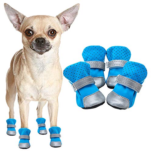 BYALORTEX Anti-Rutsch Hundesocken, Hundestiefeletten Hunderegenstiefel rutschfeste Hundesocken Hunde rot,#3(Blue,#1) von BYALORTEX