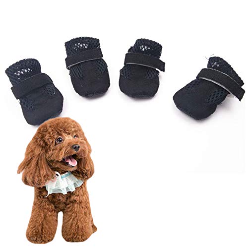 BYALORTEX Anti-Rutsch Hundesocken, Hundestiefeletten Hundeschuhe for große Hunde Hunderegenstiefel Haustierstiefel Hunde rot, S/1(Black,M/2) von BYALORTEX