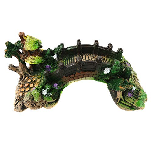 Aquarium Brücke Deko, Aquarium deko Höhle Baum Harz Bogenbrücke Künstlicher Brücke Landschaftlich Aquarien Dekoration Höhle für Fish Garnelen Schildkröte Tank Zubehör-19cmx7cmx8.5cm von BYNYXI