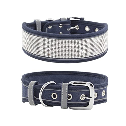 BYNYXI Strass Hundehalsband, Einstellbar Welpenhalsbänder Wildleder Breit Halsbänder Hund Klein Katze Halsbänder große mittelgroße Hunde Katzenhalsband Strasssteine Hundehalsbänder für Kleine Hunde Katzen von BYNYXI