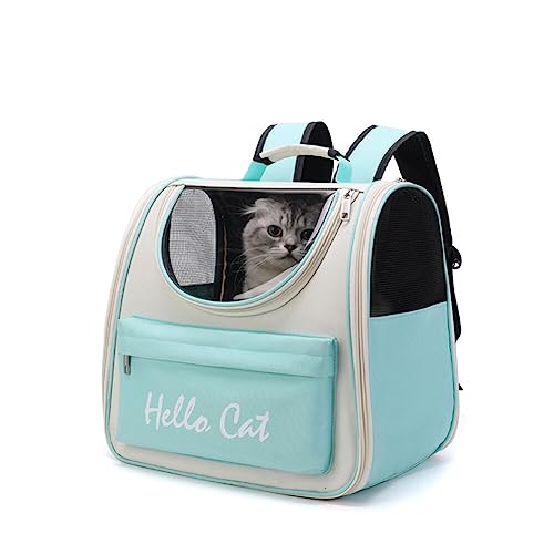 Haustier Rucksack Katze Rucksack mit Netzfenster Tragbar Transportrucksack Hunde Transporttasche für Haustiere Reisen Atmungsaktive Oxford Kapsel Rucksack für große Katzen Kleine Hunde-37cmx25cmx34cm von BYNYXI