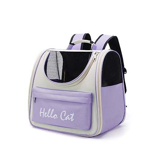 Haustier Rucksack Katze Rucksack mit Netzfenster Tragbar Transportrucksack Hunde Transporttasche für Haustiere Reisen Atmungsaktive Oxford Kapsel Rucksack für große Katzen Kleine Hunde-37cmx25cmx34cm von BYNYXI