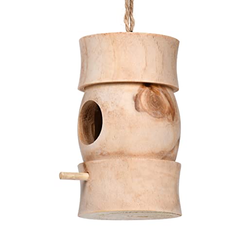 Holz Vogelhaus Nistkasten zum Aufhängen Outdoor Vogelnest Käfig Nisthöhlen für Vögel Kleine Vogel Nistkästen Schwingendes Vogelnest für Wildvögel Gartenvögel Garten Dekoration, 12cmx7.3cm von BYNYXI