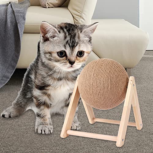 Katzenkratzer Kugel, Kratzball für Katzen Sisal Ball mit Stabiler Kratzbaum Board Kratzer Natürliche Kratzball Interaktives Katzenspielzeug Katzekugel für Kitten Lustige Katze Spielzeug22cmx18cmx16cm von BYNYXI