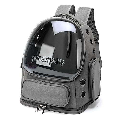 Katzenrucksack mit fenster, Transportrucksack für katzen Kleine Hunde bis 7.5kg Haustier Raumkapsel Rucksack Oxford Tragetasche Atmungsaktive Pet Carrier Rucksack für Reisen Wandern,34cmx27cmx42cm von BYNYXI