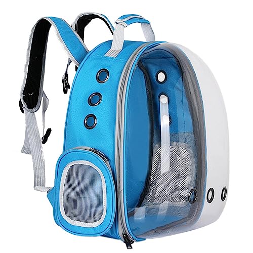 Transparent Pet Carrier Backpack for Cats Puppies Travel Hiking Outdoor Adventures Light Blue von BYNYXI