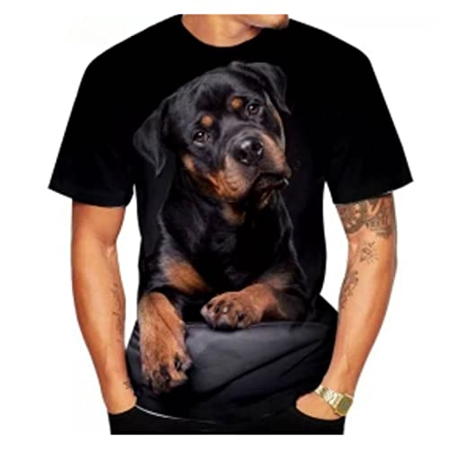 Herren 3D-gedrucktes Muster T-Shirts Top T-Shirts, Sommer Lustiges Haustier Hund 3D-Druck T-Shirt Mode Unisex Lässig Rundhals Kurzarm (Color : A01-KB00506, Size : 3XL) von BYONIC