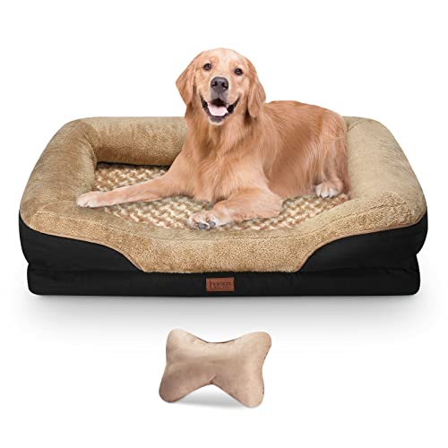 BYRAVE Hundebett Haustierbett Hund Memory Foam orthopädisches Hunde-Bett Hundekörbchen Hundekissen Sofa mit Bezug abnehmbar & waschbar inkl. Spielzeug für Hunde - 3 Größen S, M, L von BYRAVE