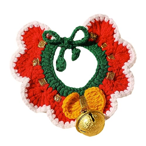 1 x Weihnachts-Halsband, Schnellverschluss mit Glöckchen und Charme, Schleife, verstellbares Umhängeband für Haustier, schöne süße Halsdekoration, 15–30 cm F von BYYLECL