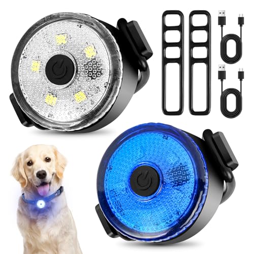 2 Stück Hunde Leuchtanhänger LED Blinklicht, Sicherheit Haustier Lichter, Leuchtanhänger Hund LED, Sicherheits LED Blinklicht, Hunde Leuchtanhänger Aufladbar Mit 3 Blinkmodis, Für Nachtspaziergänge von BYZESTY