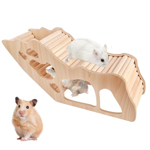 BYZESTY Hamster Haus, Hamster Haus aus Holz, Hamster Tunnel, Hamsterhaus Hamster Versteck, Watchbox Hamster, Zwerghamster Zubehör für Den Käfig für Rennmäuse Ratten Meerschweinchen von BYZESTY