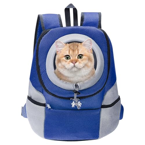 Hunderucksack Katzenrucksack, Tragbare Hunde Rucksack, Atmungsaktive Verstellbar Katzen Rucksack, Katzen Transport Rucksack, Pet Hunderucksack Mit Fenster Für Hunde und Kätzchen (Blau, S) von BYZESTY