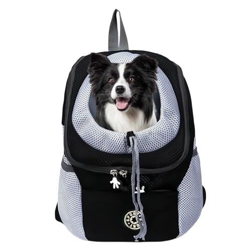 Hunderucksack Katzenrucksack, Tragbare Hunde Rucksack, Atmungsaktive Verstellbar Katzen Rucksack, Katzen Transport Rucksack, Pet Hunderucksack Mit Fenster Für Hunde und Kätzchen (Schwarz, S) von BYZESTY