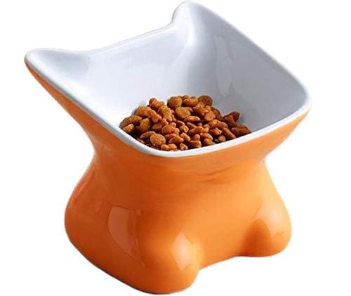 Erhöhter Futternapf for Katzen, stressfrei, verhindert Rückfluss, spülmaschinen- und mikrowellengeeignet /434 (Color : Orange) von BZVCRTYKL