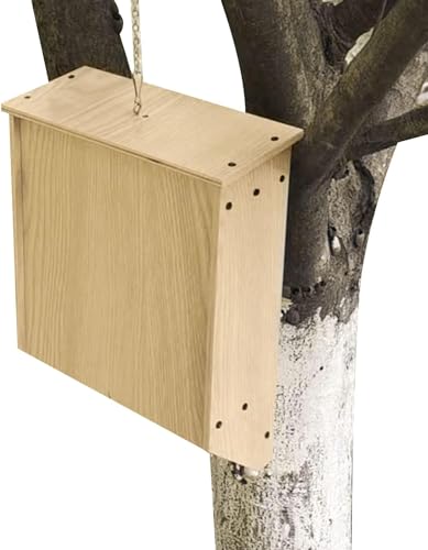 Fledermaushäuser im Freien, Fledermaushaus aus Naturholz mit Dach und großer, schwerer Fledermausbox, Fledermausunterstand aus Holz und wetterfesten, verschraubten, unbehandelten Sommer- und Winterqua von BZVCRTYKL