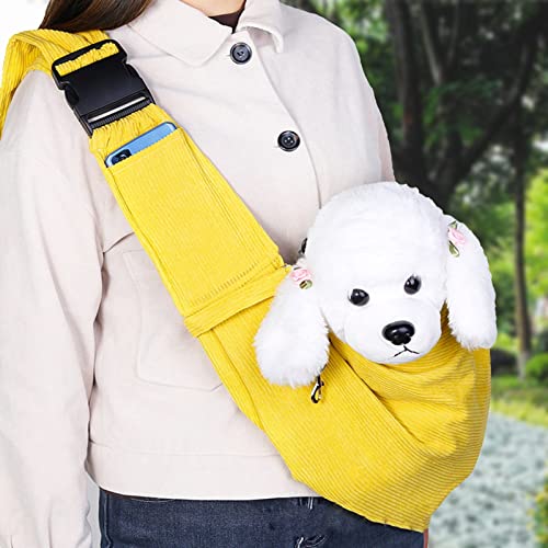 Haustier-Hunde-Tragetasche, freihändiger, atmungsaktiver Haustier-Einzelschulter-Rucksack, Hunde-Reisetasche mit verstellbarem Riemen und Tasche for den Außenbereich, Gelb/91(Color:Yellow) von BZVCRTYKL